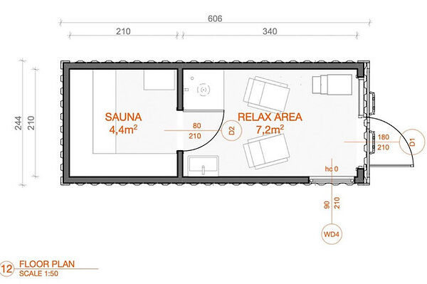 Conteneur Sauna de 15 m² avec espace de repos – clé en main – Image 3
