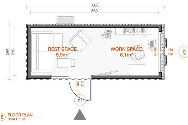 Conteneur bureau de 15 m² – clé en main – Image 4